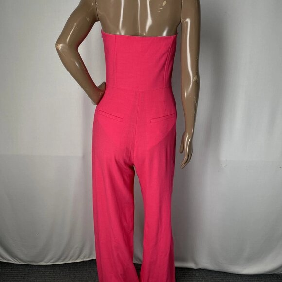 Ba&sh Women's Strapless Jumpsuit Hot Pink Size S Cyrus Wide Leg - Picture 6 of 9